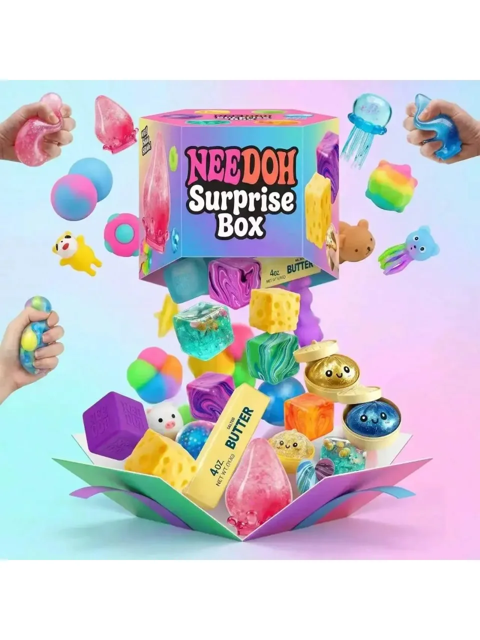 Weiche Überraschungs-Blindbox, Sortierte Lebensmittel- & Tier-Squishy-Quetschspielzeuge, Angstlösende Sensorische Fidget-Geschenke für Kinder und Erwachsene