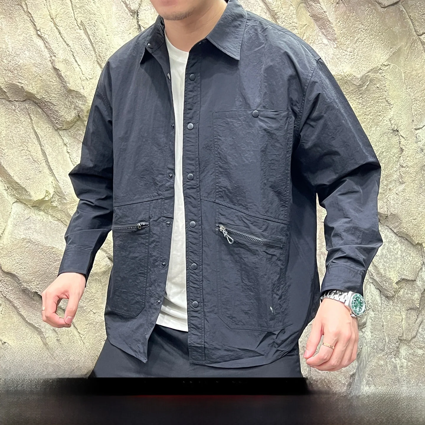 

Водонепроницаемый воротник-стойка, мужская рабочая одежда Jaet irt Sle, верхняя одежда, осенний сезон, подходит-стойка Long Sve, функциональная мода