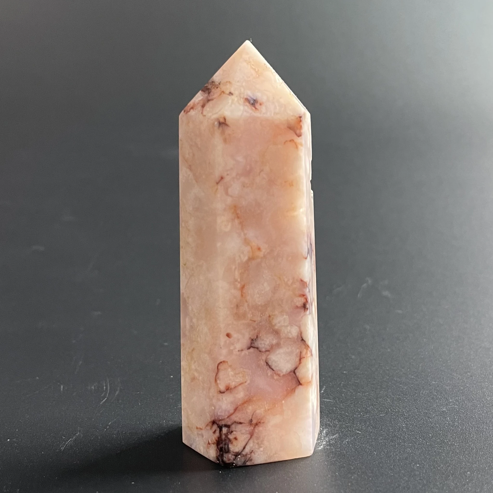 

101g Natural Stone Sakura agate Crystal Tower Polished Quartz Wand Point Reiki Healing Gift Room Decor Obelisk Z234