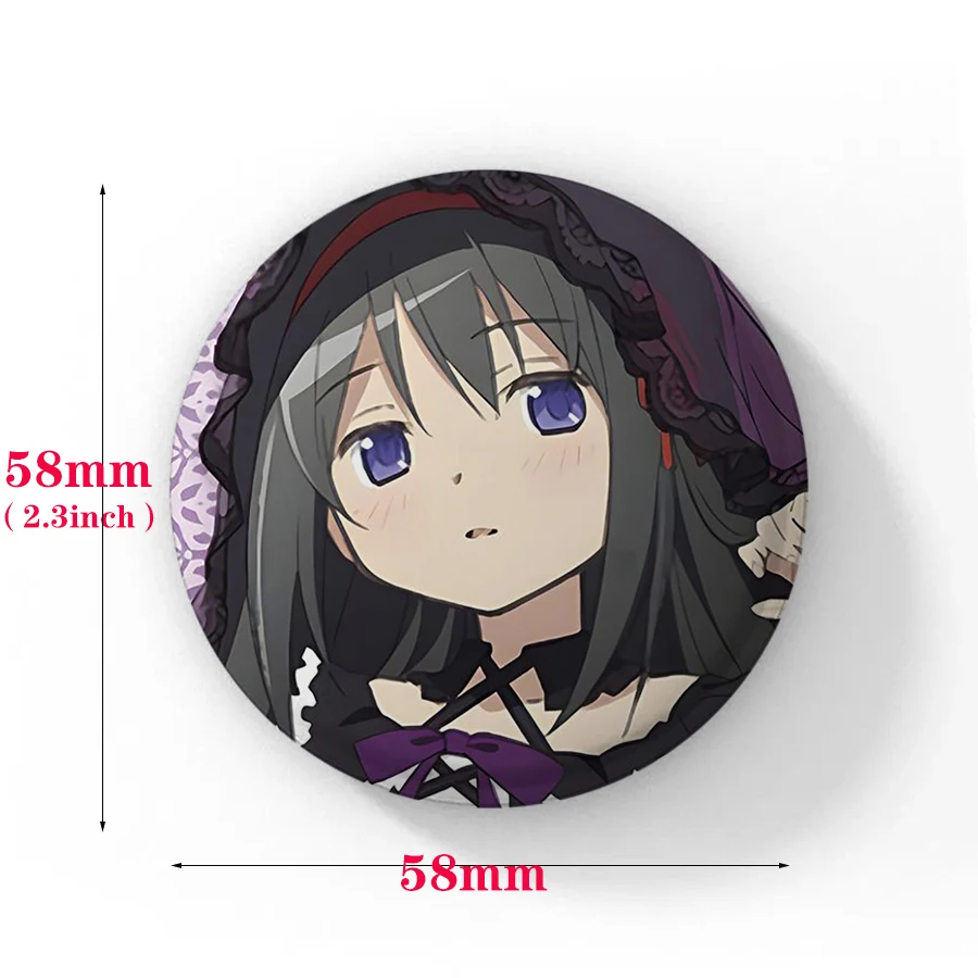 58mm Handmade Puella Magi Madoka Magica Brooches Manga Figure Cosplay Badge DIY Backpack Clothes Jewelry Accessory Button Pin