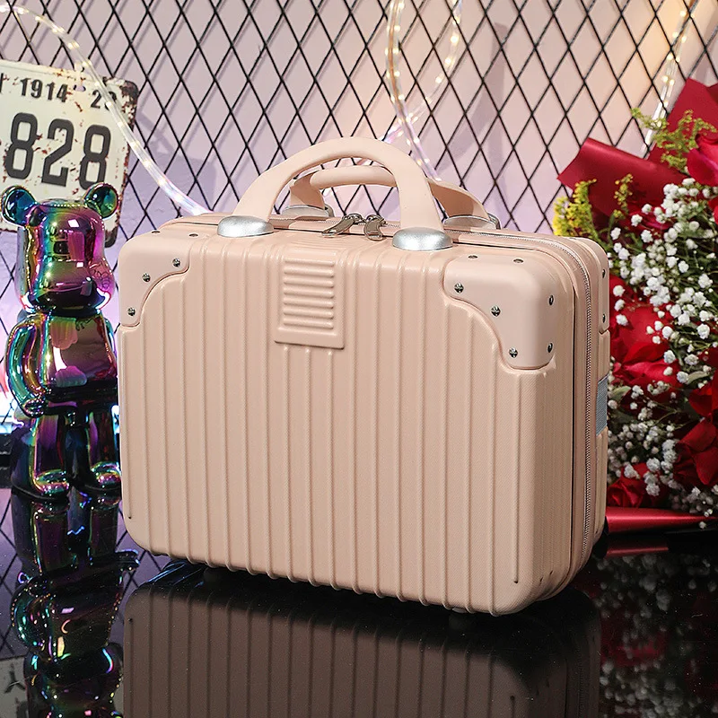 Student Suitcase 14 Inch Solid Color Vintage Small Makeup Case Suitcase Suitcase Mini Holiday Gift Box