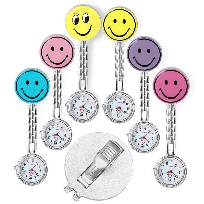 Mini Cute Face Nurse Doctor Watches Round Multi-color Nurse Watches Student And Male Exam Pocket Watches Hang Clips Watches