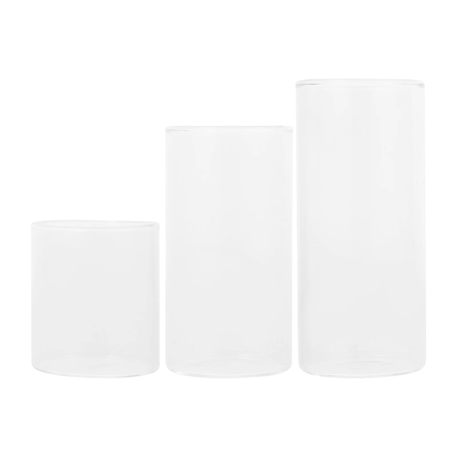 

3Pcs Clear Cylinder Glass Holders Glass Cups 2 4 5 Inch Heights for Wedding Centerpieces Table Decor Shades Cover