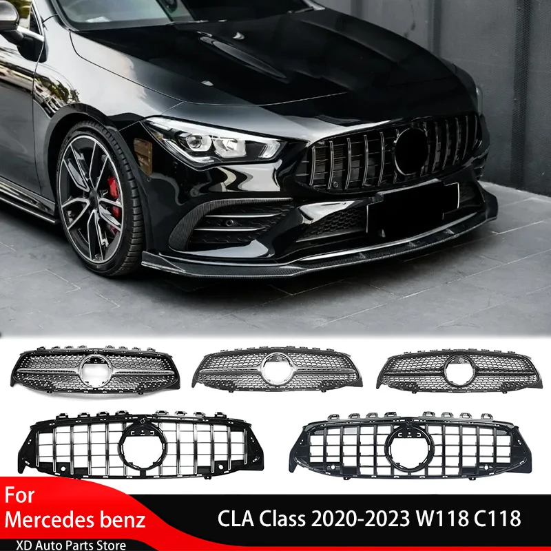 

GT Bumper Panamericana Grill for Mercedes benz CLA Class 2020-2023 W118 C118 Air Intake Grille Front Bumper Cover Auto Parts