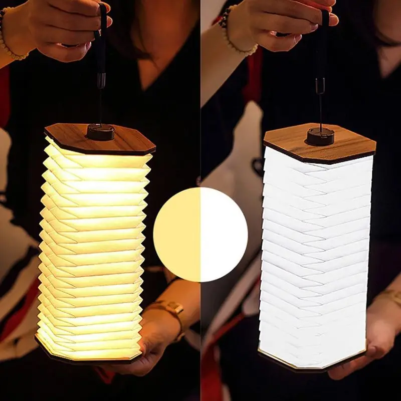 Lampada da libro in legno, lampada da libro pieghevole novità, luce notturna pieghevole magnetica, lampada da tavolo in legno ricaricabile USB, regalo creativo