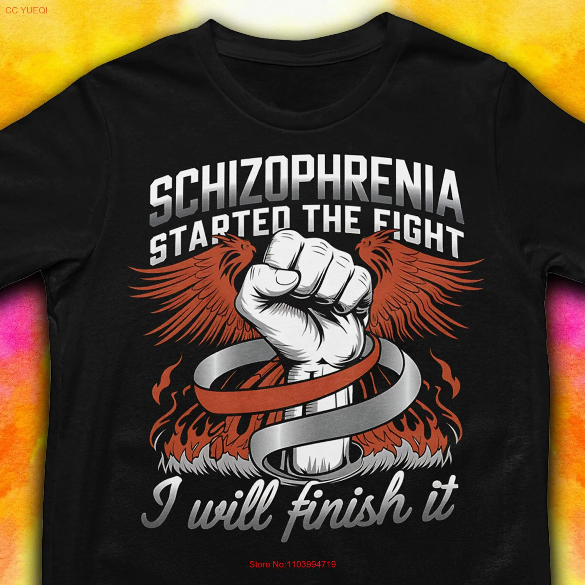 Schizophrenia T Shirt Aware Anxiety GifT Ptsd Awareness Mental Illness Bipolar Fight long or short sleeves