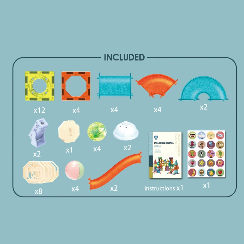 حار بيع 49 قطعة ألعاب المكعبات المغناطيسية لعبة تعليمية كتلة لعبة ذاتية الصنع مع كرة لفة خفيفة