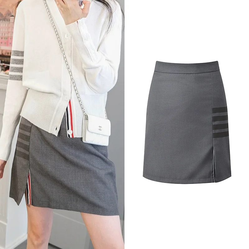 

Высококачественная европейская юбка трапециевидной формы для похудения, универсальная высококачественная юбка с четырьмя полосками на петлях для женщин