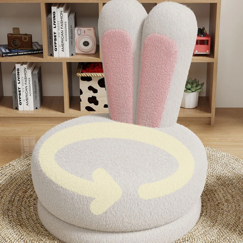 Canapé paresseux pour enfants avec oreilles de lapin de dessin animé, chaise rotative, chaise de lecture de loisirs, chaise avec dos, mignon, salon