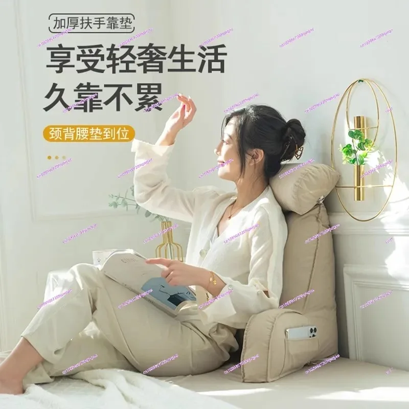 Large Bedside Upholstered Backrest Pillow - Neck & Waist Support Bolster for Dorm & Sofa