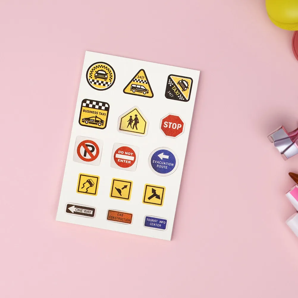 

20 Sheets Road Safety Stickers for Kids Traffic Sign Decals Classroom Playroom Learning Environment Decor Educational Fun DIY