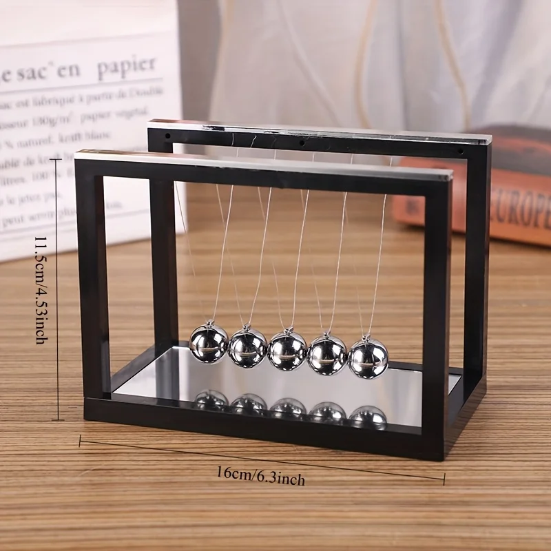 1pc Luxurious Resin Newton's Cradle Table Sculpture - Modern Minimalist Design with Sleek Black Frame, Indoor & Outdoor Decor - Image 3