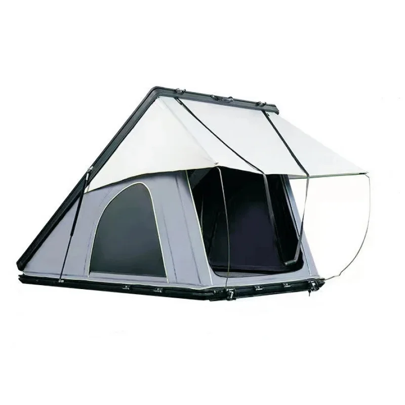 Hot Sale Aluminum Folding Rooftop Tent 2 Person Triangle Outdoor Camping Tent with Wide View Window & Ladder