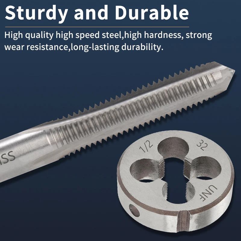 1SET HSS 6542 American Screw Hand Taps and Die Set Fine Thread Dies Tap UN/UNC/UNF/UNS/UNEF 1/2 9/16 5/8 11/16 3/4 13/16
