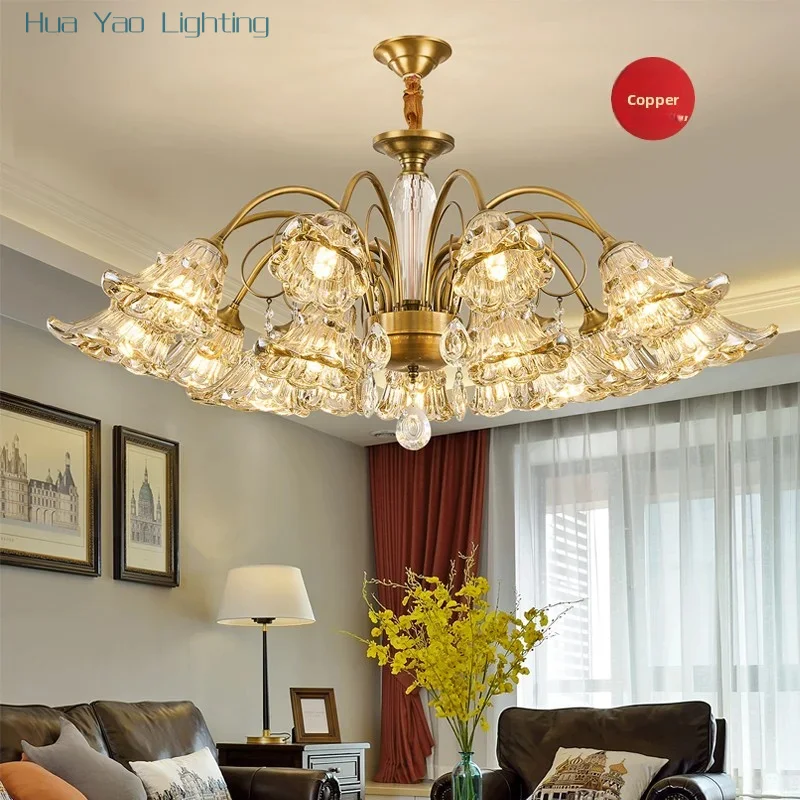 New Style All-Copper Living Room Chandelier - Luxurious Retro And Grand - Main Lighting Fixture For The Lobby Of A Villa Hotel