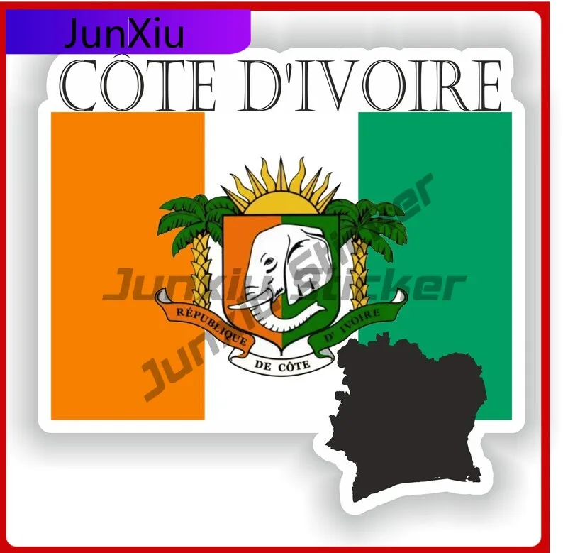 

Cote D'ivoire Flag National Emblem Map Contour Stickers Tuning Car Accessories Outdoor Decoration Camper Sun Emblems Decals Pvc
