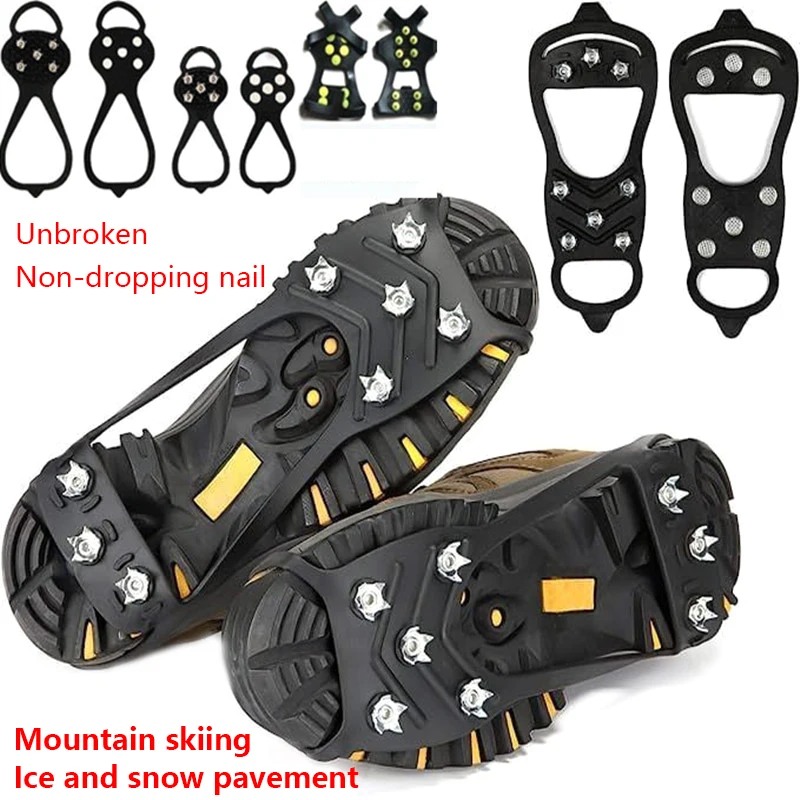 Winter Sport Shoe Cover For Women Men 2PCS 5/8-Stud Anti-Slip Ice Claws Snow Climbing Spike Grips Crampon Cleats Boots Cover