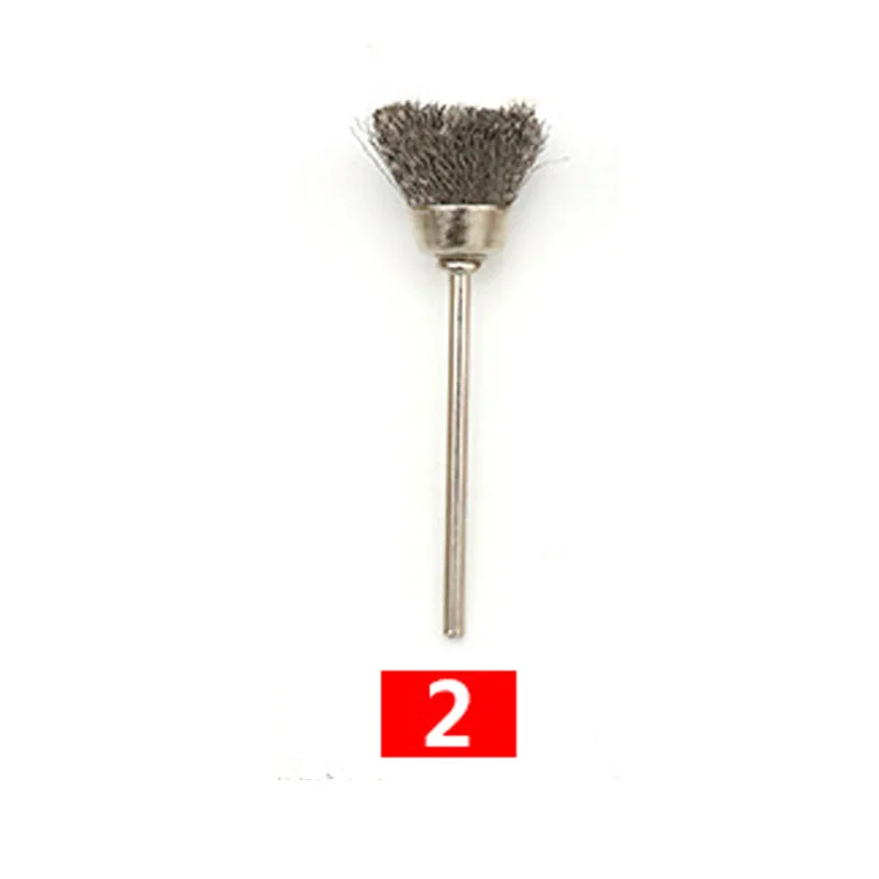 Mini brosse métallique 2.35mm, vente en gros, 1 pièce, coupe de roue, laiton, acier, brosse métallique, tige pour Dremel, outils rotatifs, tampon de polissage