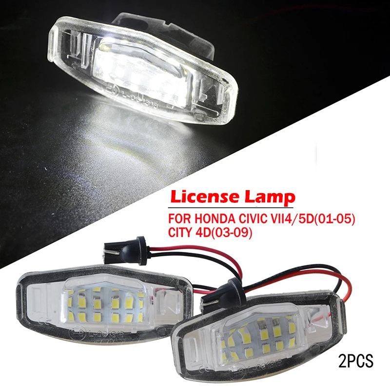 LED Rear License Plate Light White Fit For Honda CIVIC 7th 5D 2001-2005 CIVIC 8th CITY 4D 2003-2009 ACCORD  Car Accessories