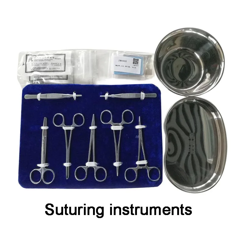 1 Set Medical Suture Instrument Kit Surgical Scissors Tissue Forceps Hemostatic Forceps Orthopedic Instrument FH-I pet