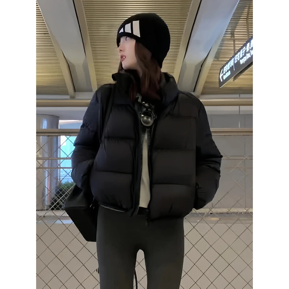Kendall Jenner Sle ort Puffer Jaet المرأة لون القهوة عالية الخصر الوقوف طوق الخبز الملابس عبر الحدود ألياف البوليستر #2