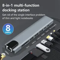 8 in 1 USB C HUB Type C Adapter with 4K HDMI 87W PD USB Docking Station Laptop Adapter RJ45 For MacBook Pro Air Laptop Pad