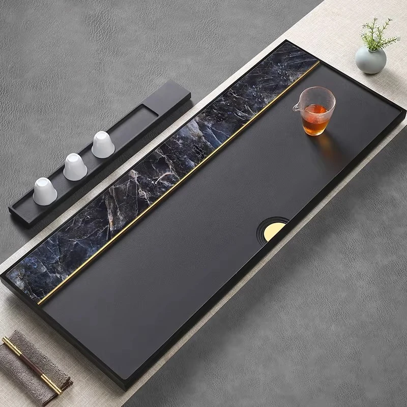 

Black Rectangle Tea Tray Hospitality Living Room Long Tableware Kitchen Office Luxury Tea Tray Stone Bandejas Home Products
