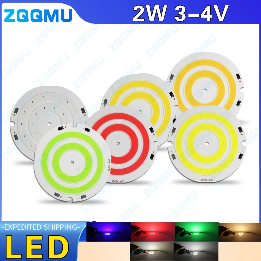 2W Round 3-4V LED Light Source Board LED Panel Light Red Green Blue White LED Light Source Board LED Light Board LED Panel Light