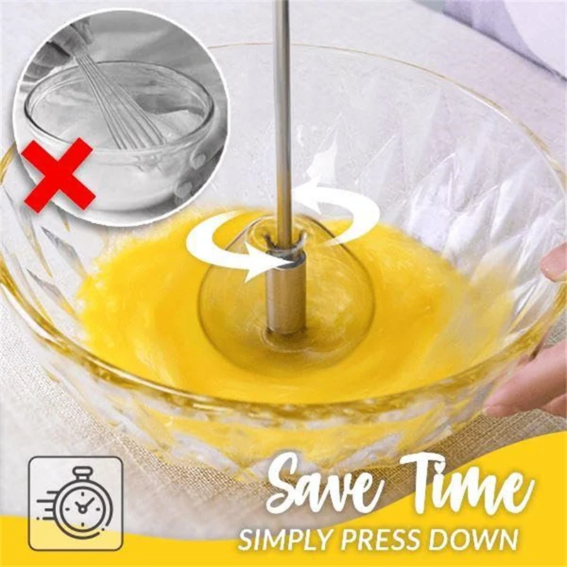 1/2Pcs Metal Egg Beater Metal Hand Mixer Pressure Rotary Semi - Automatic Whisk Foamer Rotate Hand Kitchen Cooking Tools