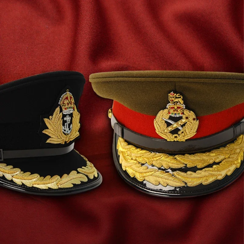 British Royal Navy Officer Hat Naval Captain Peak Cap R N Commanders Cap Queen King's Crown