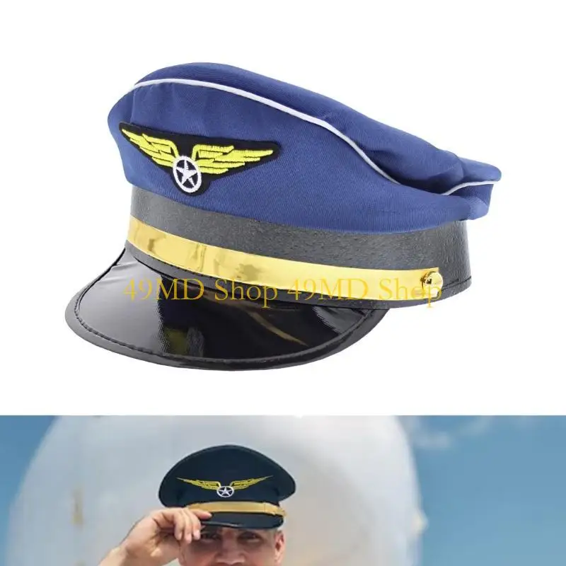 49MD Adult Cosplay Party Aviators Hat Fashion Uniform Cap RolePlay Costume Hat