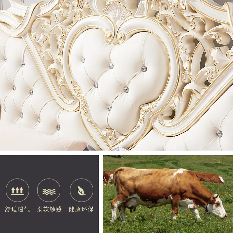 سرير الأميرة الأوروبي الملكي الفاخر براقة الملكة الأبيض الجلود سرير مزدوج تخزين حديث كاما صندوق كاسال الأثاث لغرفة النوم