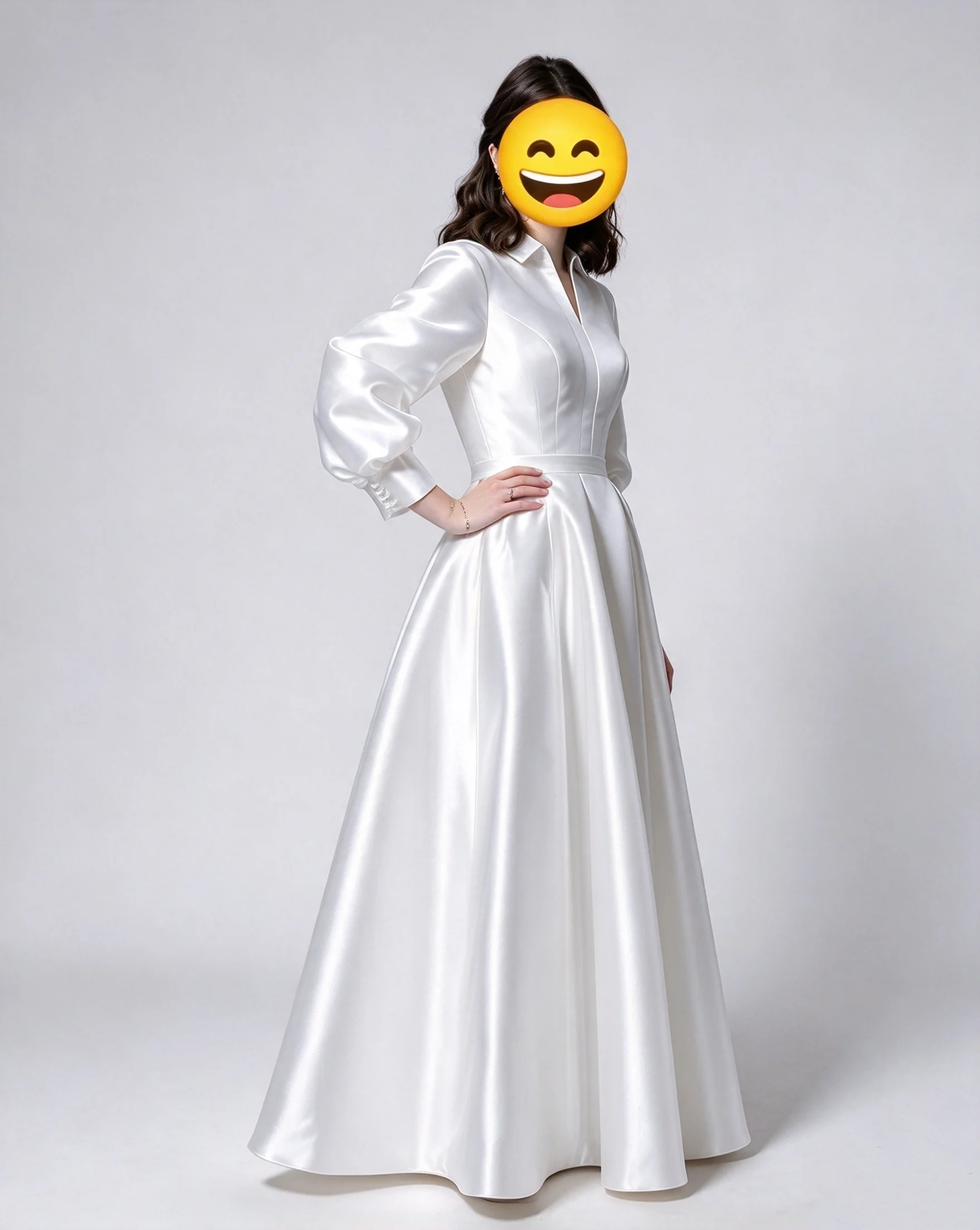 Bridesmaid Dress for Women Satin Puffy Ballon Sleeve Wedding Ball Gown Evening Dress High Neck Bridal Pageant Dress Customized