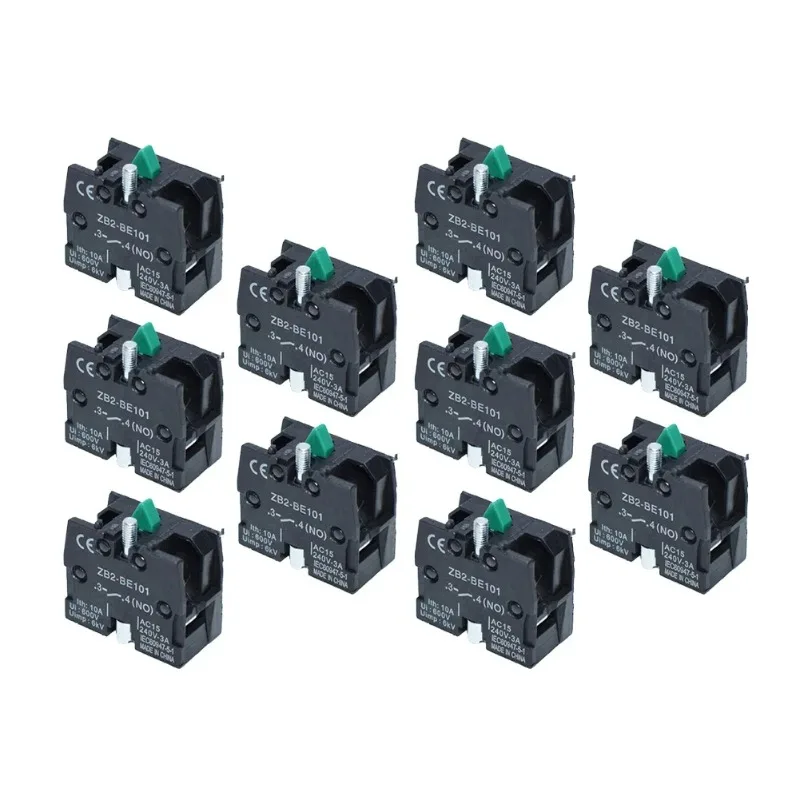 10pcs Pushbutton Switch Auxiliary Contacts Copper Contact NO ZB2-BE101 Normally Closed ZB2-BE102 Button Switch Parts