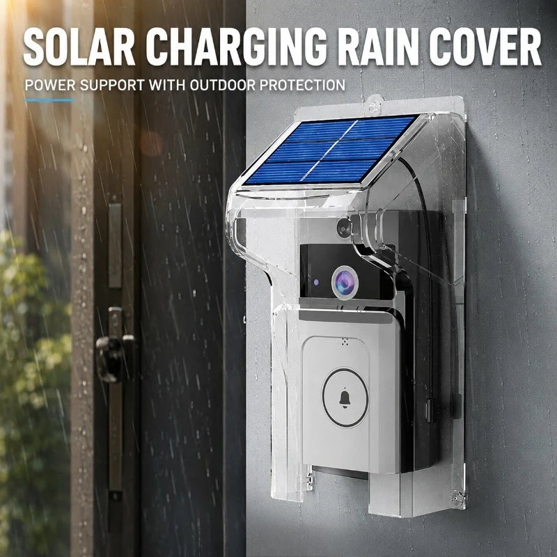 Outdoor Waterproof Protective Housing for Solar‑Powered Video Doorbell, Easy Installation Cover