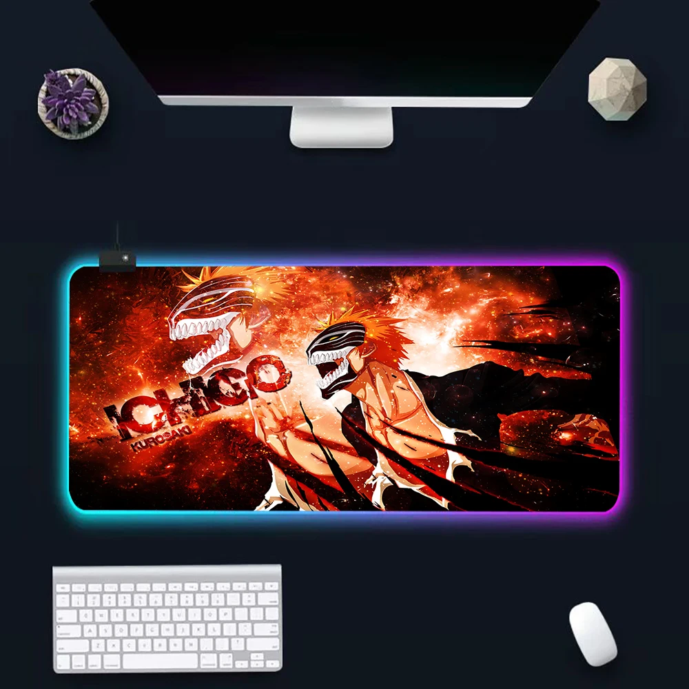 

Anime BLEACH RGB Pc Gamer Keyboard Mouse Pad Mousepad LED Glowing Mouse Mats Rubber Gaming Computer Mausepad