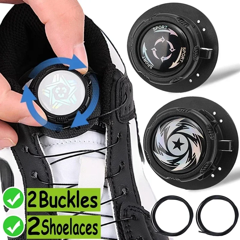 1PAIRS Automatic Shoelaces Without ties Swivel Buckle Elastic Laces Sneakers Adult Kids No Tie Shoe laces Thick Round Shoelace