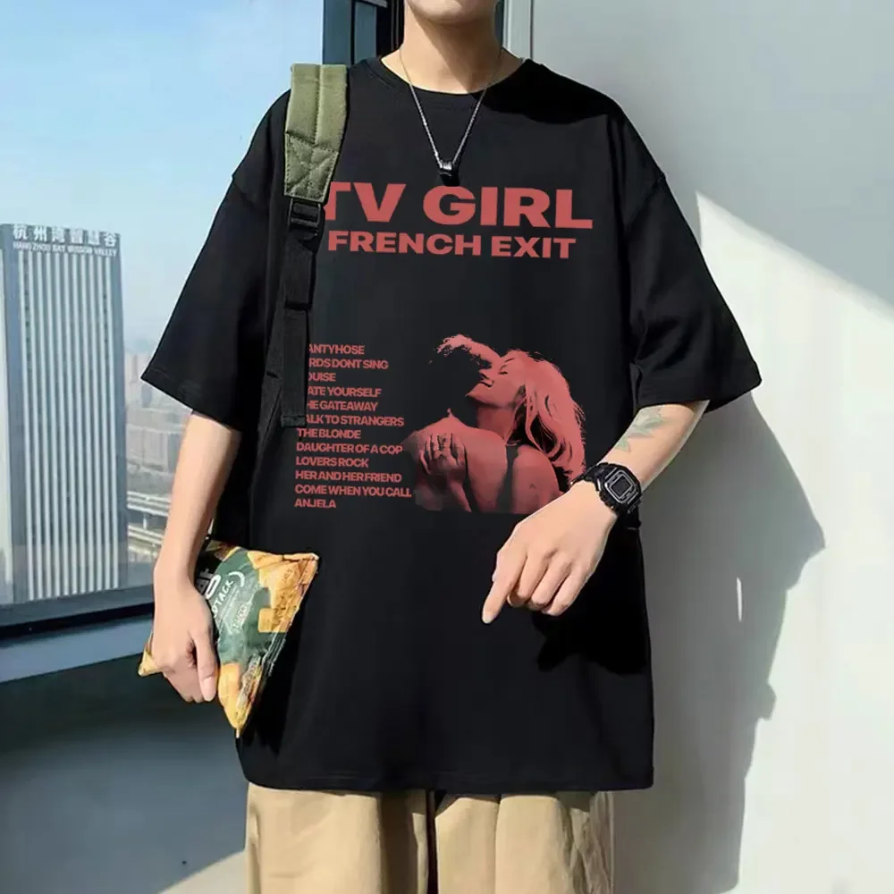 

TV Girl Who Really Cares Pattern Printed T-shirt 2025 Summer New Men's Women's Fashion Retro Large Short Sleeve Cotton T-shirt