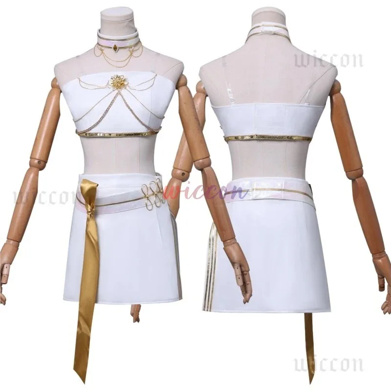 CyHuntrix WHAT IT SOUNDS LIKE Stage Zoey Rumi Mira 코스프레 의상 영화 Kpop 악마 헌터 무대 화이트 한국 아이돌 미니 드레스