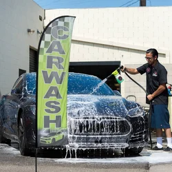 Car Wash Swooper Flag, Outdoor Business Promotional Flag Sign, Heavy Duty Polyknit Single Flags  without flagpole