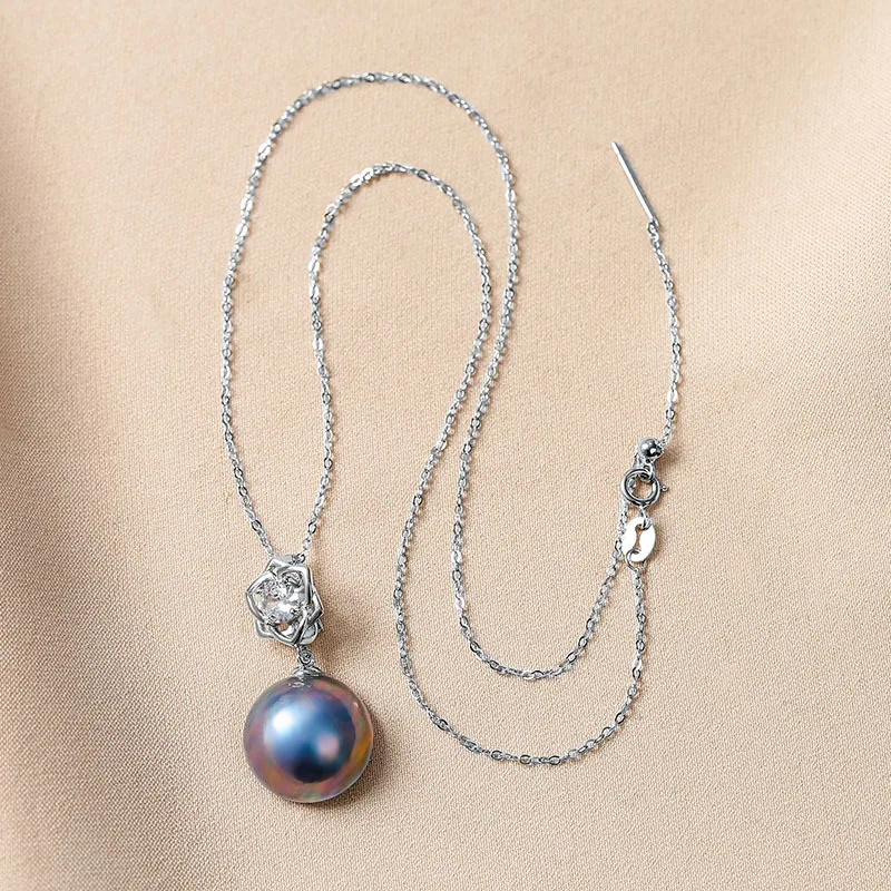 

925 Silver Tahitian Mabe Pearl Necklace Fashion Clothing Accessory Short Clavicle Chain