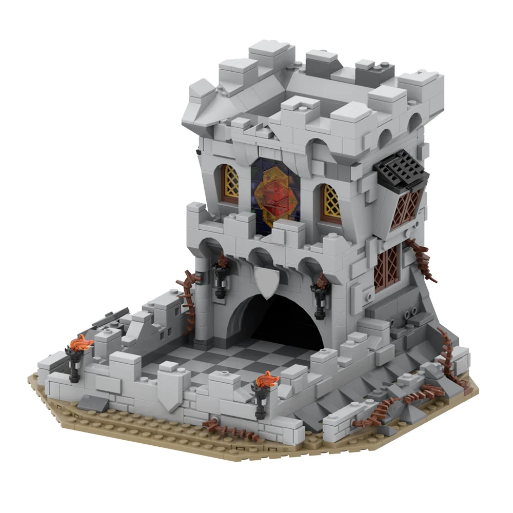 Gobricks MOC Medieval Castle Dice Tower Bricks Model Playing Game Hollow Dice Tower Building Blocks Toys Gift Juguetes