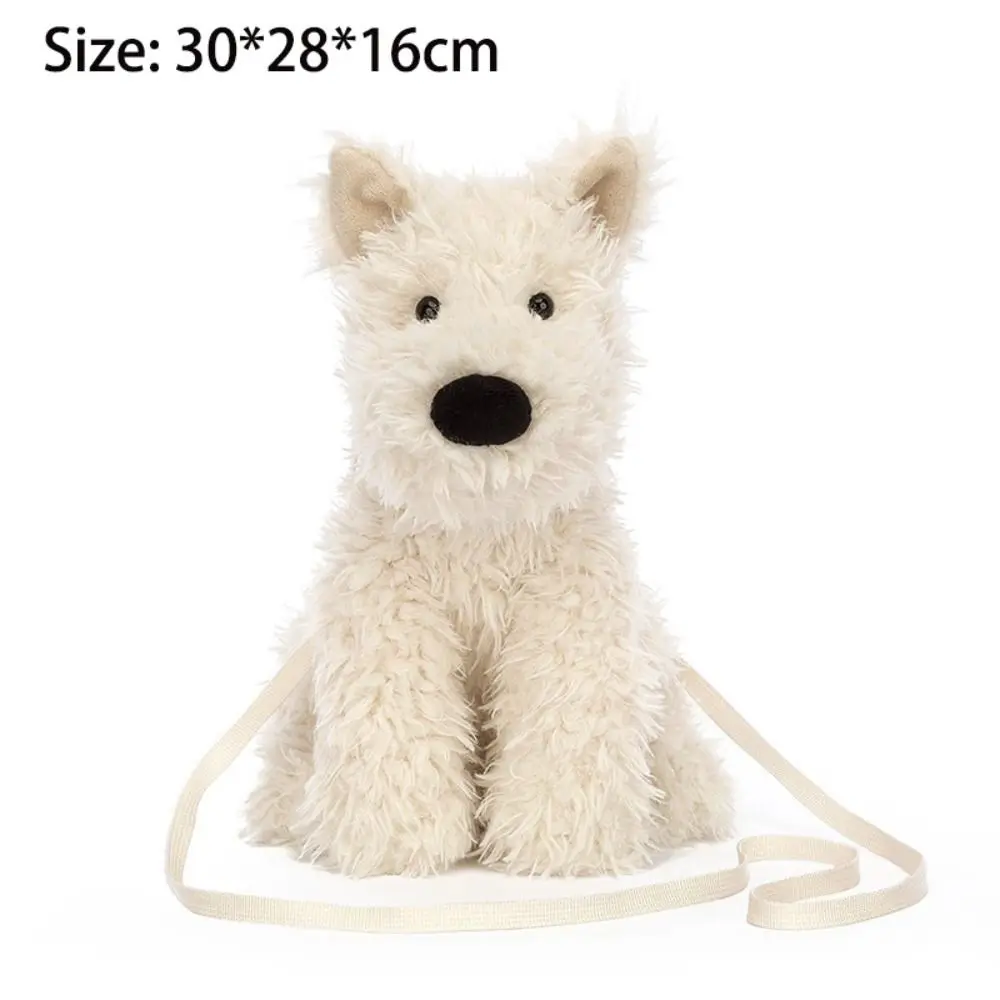 Fashion West Highland Puppy Shoulder Bag Fluffy Kawaii Dog Doll Bag Stuffed Doll Tote Girl