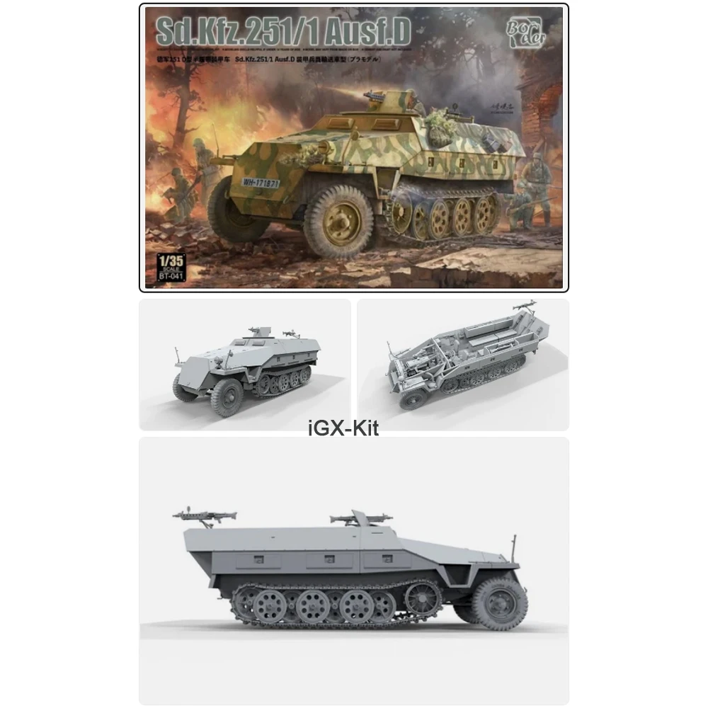

Border BT041 1/35 Scale German Sd Kfz 251/1 Ausf D Semi Tracked Armored Transport Vehicle Model Building Kit Hobby Craft