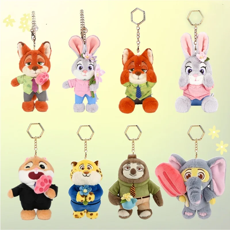 Porte-clés en peluche Zootopia véritable, dessin animé classique, petit pendentif de sac, tentures, cadeaux de noël et d'anniversaire pour enfants, offre spéciale