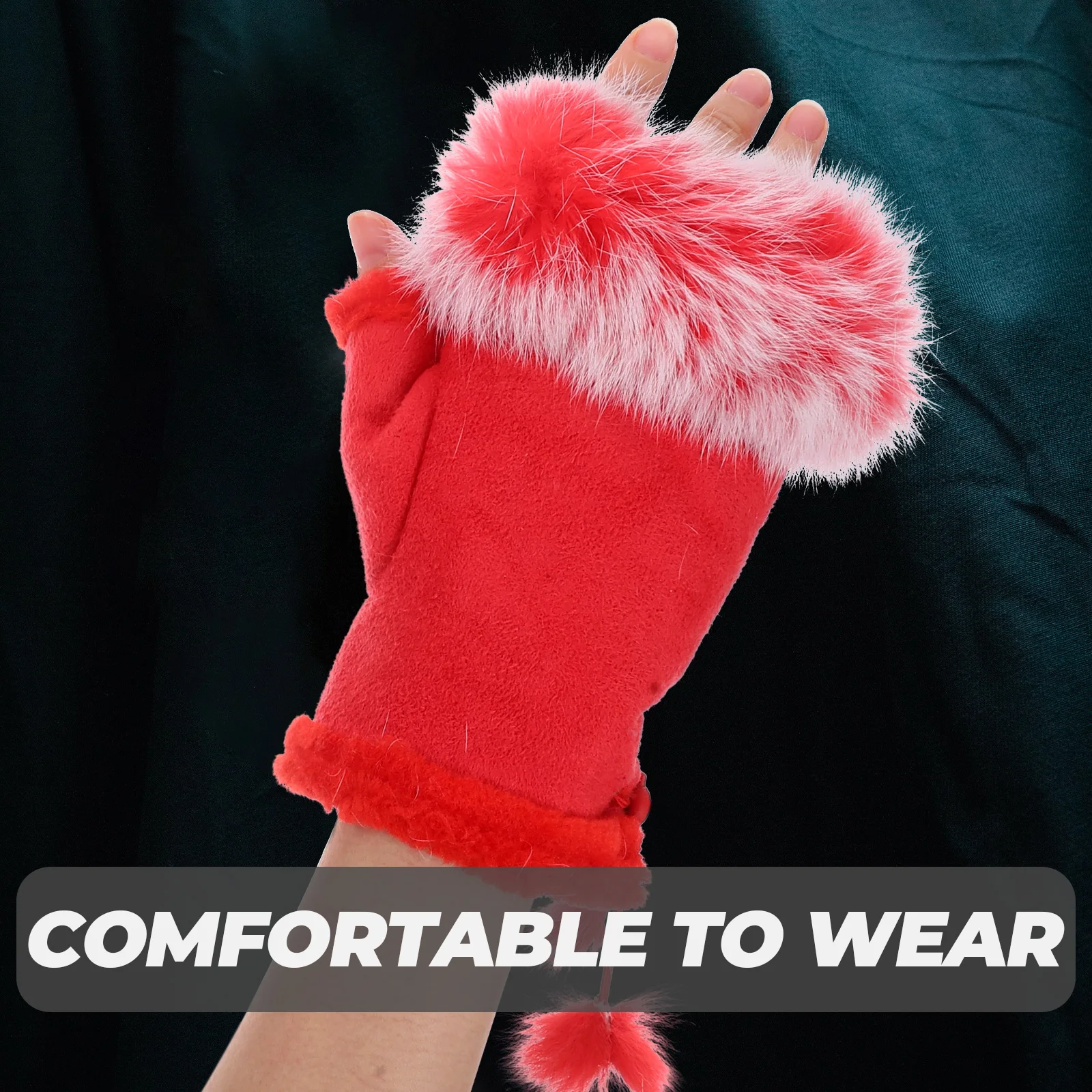 

Mechanical Half Finger Warm Gloves Work Fingerless Keep Fleece Cozy Winter Mittens