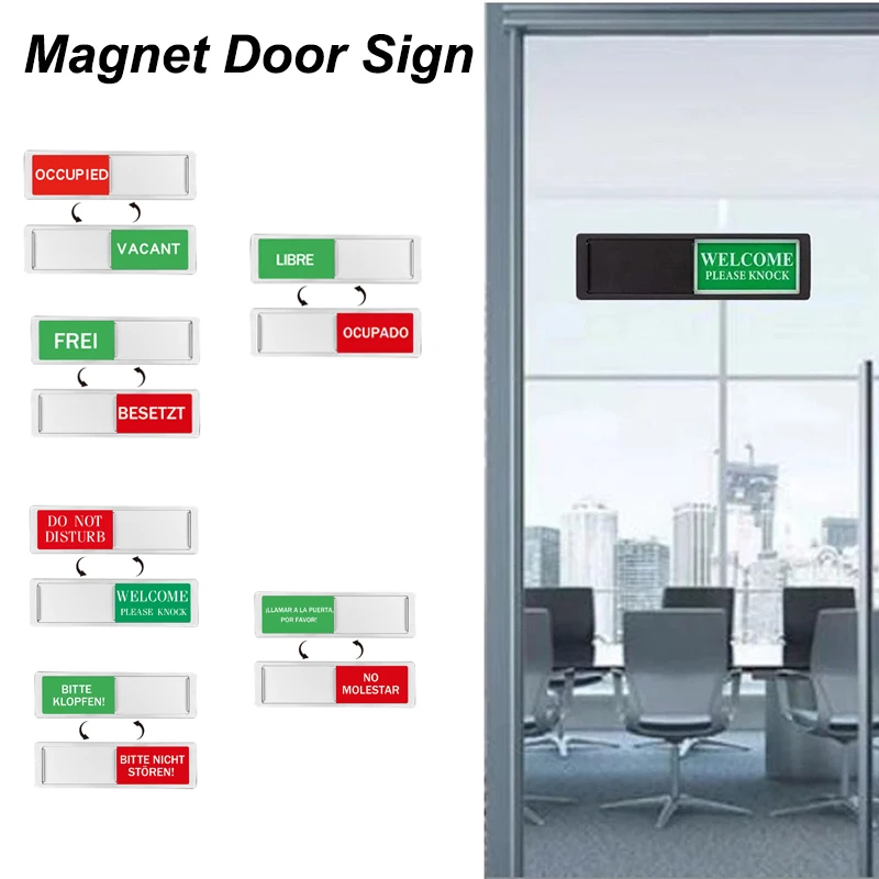 Türschild „Bitte nicht stören“, Privatsphäre, Besetztraum, Status, frei, Schild, Magnetschieber, mehrere Sprachen, für Büro, Zuhause, Hotel