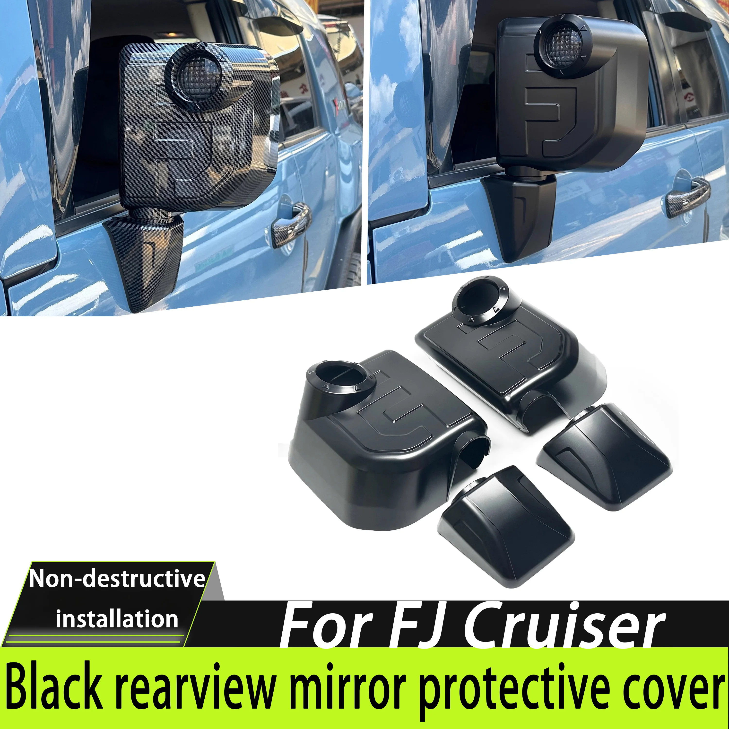 ABS Hard Plastic Side Mirror Cover Trim For Toyota FJ Cruiser Exterior Modification Accessory No-Drill Direct Fit