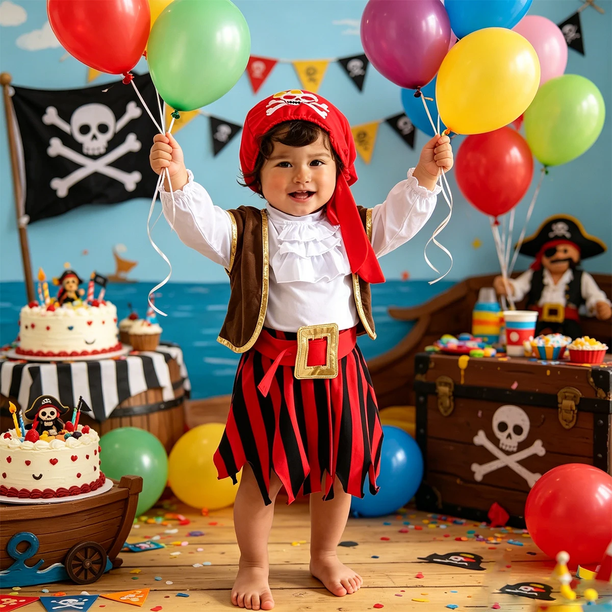 Girls Pirate Clothes Sets Kids Carnival Costume Toddler Fancy Dress Party Cosplay Outfit Birthday Party Halloween Clothing 5PCS