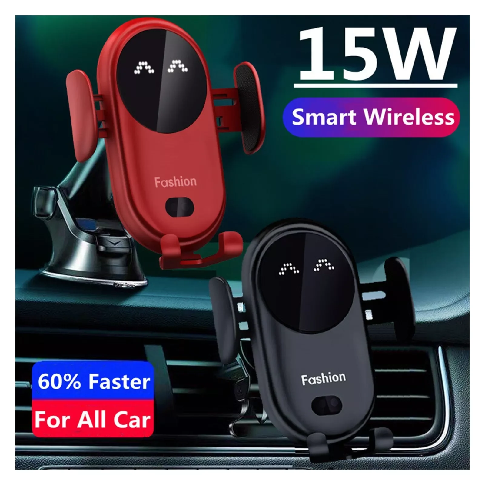 

Automatic 15W Qi Car Wireless Charger 13 12 11 XR X 8 S20 S10 USB Infrared Sensor Phone Holder